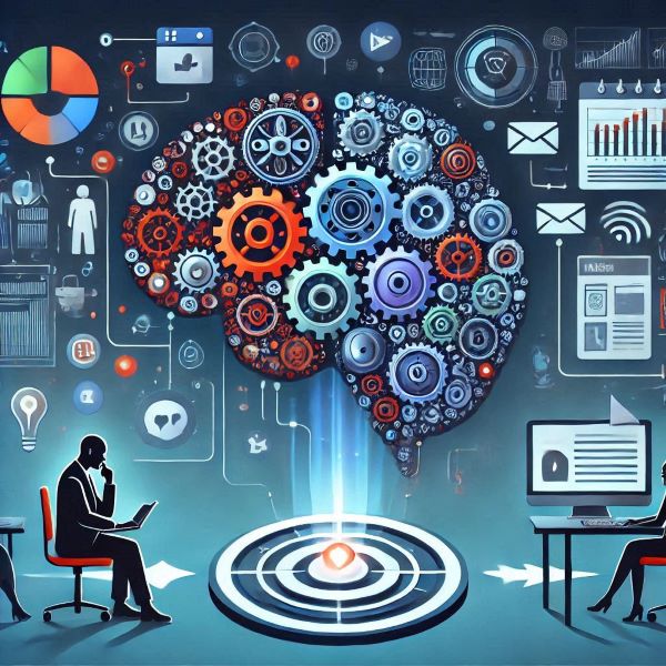ilustrasi strategi digital marketing dengan konsep bias kognitif di sosial media